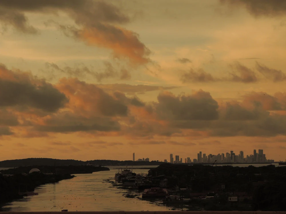 Cartagena Bay in warm evening light